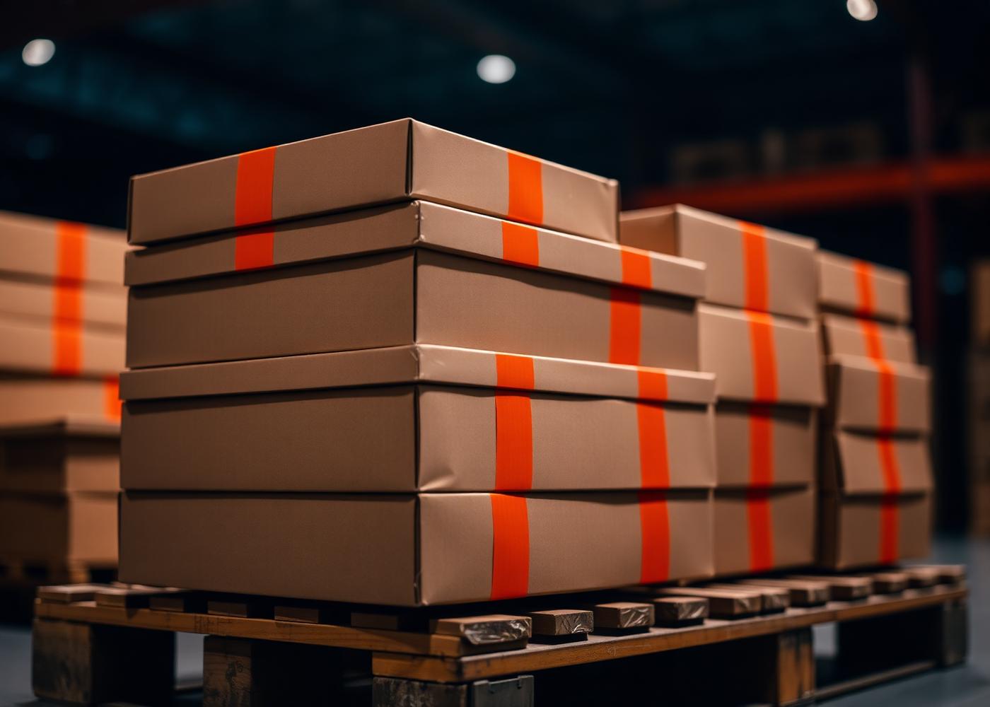 Encomendas e volumes embalados prontos para expedição